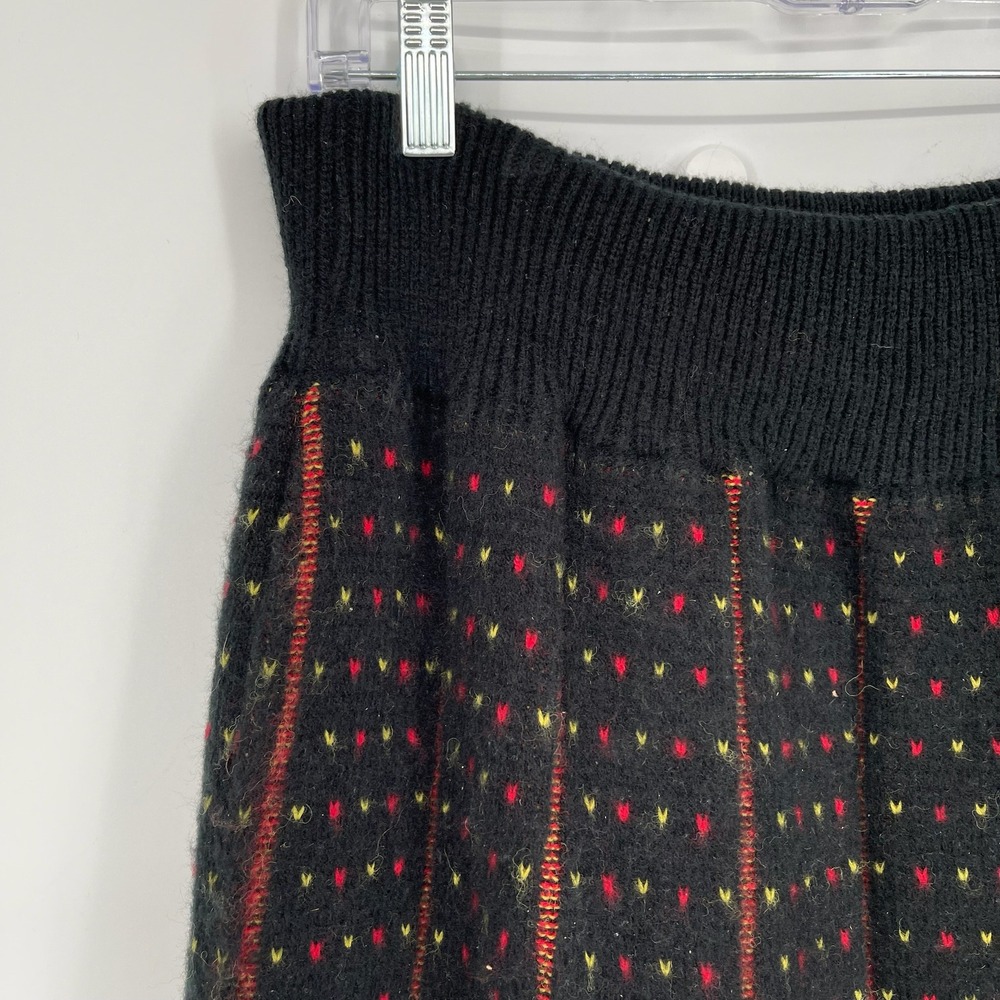 1980's Vintage NWT Kocho Women's Black Fair Isle Knit Maxi Skirt Size Large - Picture 2 of 10